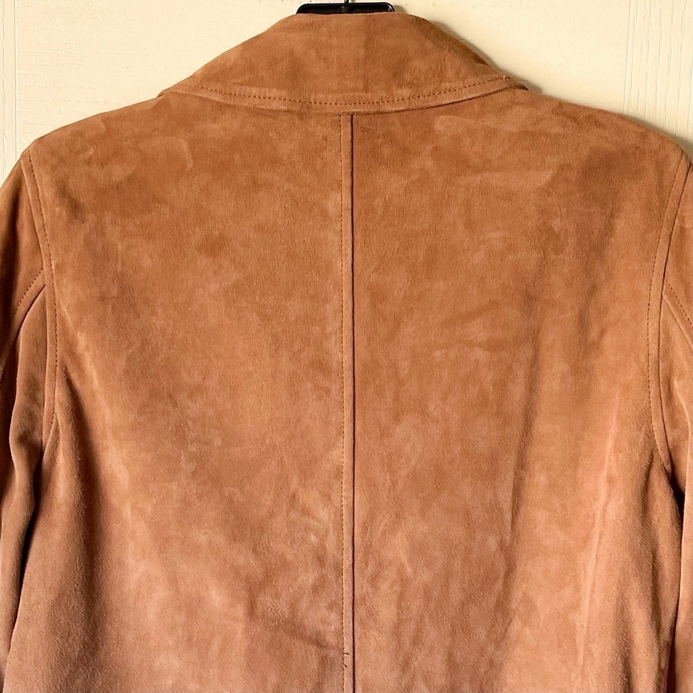 Sézane Terry Jacket Gold Buttoned Camel Suede Goat Leather FR 34 NWT - Picture 8 of 13